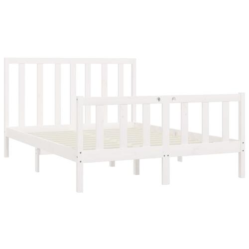 Sengeramme 160x200 cm massivt træ hvid