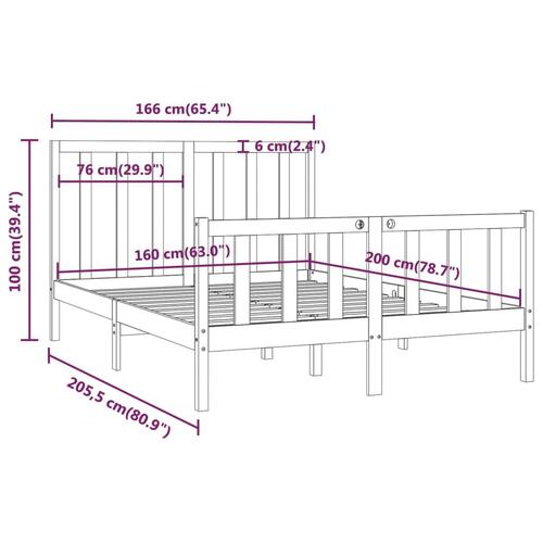 Sengeramme 160x200 cm massivt træ hvid