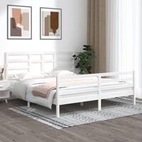 Sengestel 180x200 cm Super King massivt fyrretræ hvid