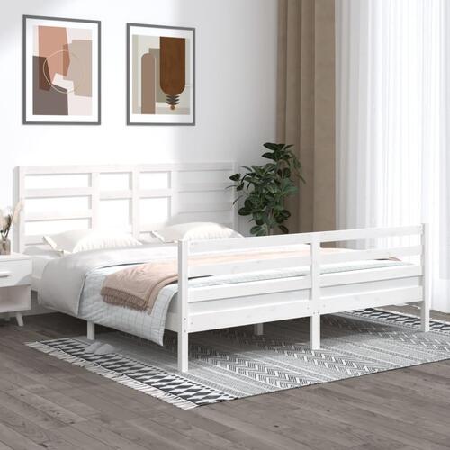 Sengestel 180x200 cm Super King massivt fyrretræ hvid