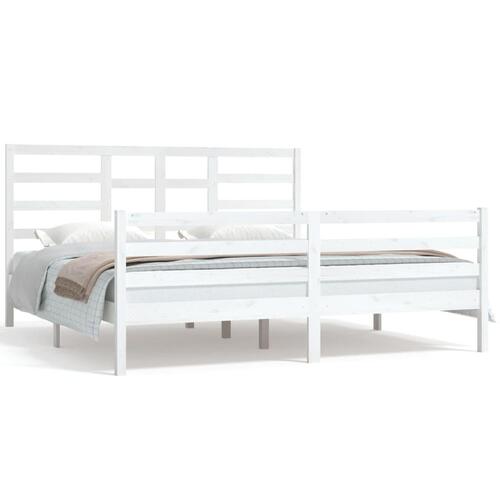 Sengestel 180x200 cm Super King massivt fyrretræ hvid