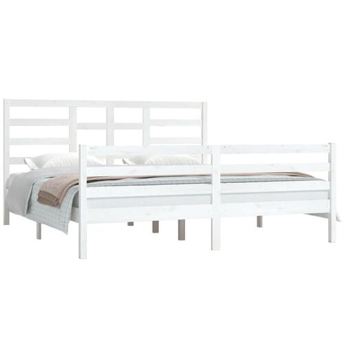 Sengestel 180x200 cm Super King massivt fyrretræ hvid