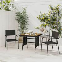 Spisebordssæt til haven 3 dele polyrattan sort
