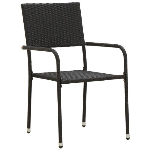 Spisebordssæt til haven 3 dele polyrattan sort