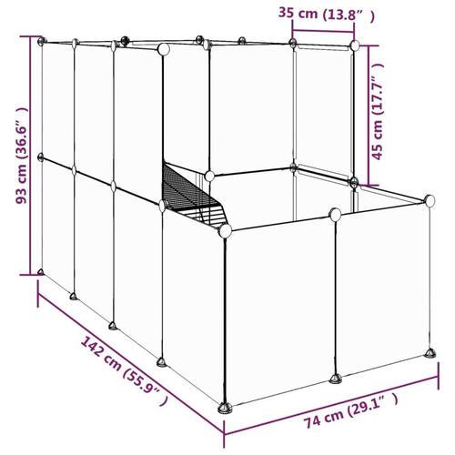 Lille dyrebur 142x74x93 cm PP og stål sort