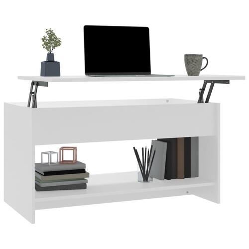 Sofabord 102x50x52,5 cm konstrueret træ hvid
