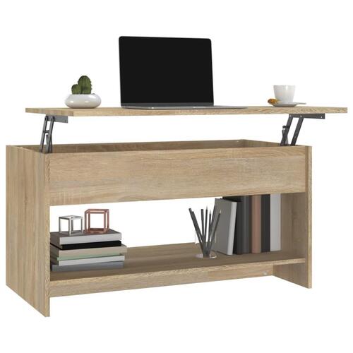 Sofabord 102x50x52,5 cm konstrueret træ sonoma-eg