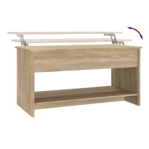 Sofabord 102x50x52,5 cm konstrueret træ sonoma-eg
