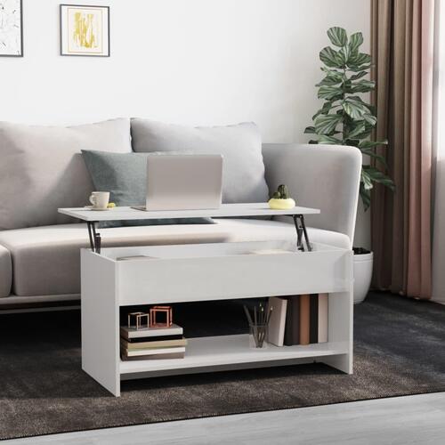 Sofabord 102x50x52,5 cm konstrueret træ hvid højglans