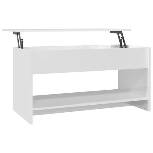 Sofabord 102x50x52,5 cm konstrueret træ hvid højglans