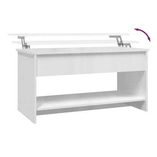 Sofabord 102x50x52,5 cm konstrueret træ hvid højglans