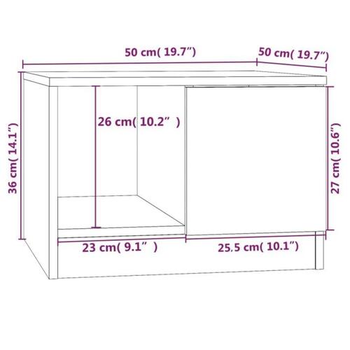 Sofabord 50x50x36 cm konstrueret træ betongrå
