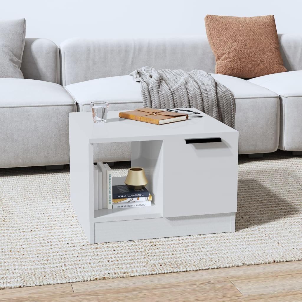 Sofabord 50x50x36 cm konstrueret træ hvid højglans