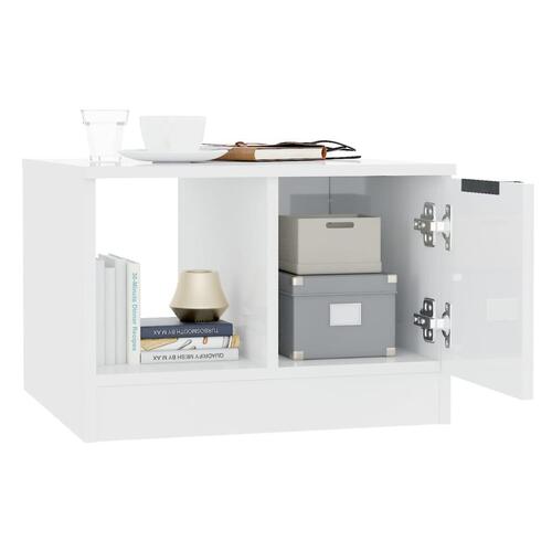 Sofabord 50x50x36 cm konstrueret træ hvid højglans