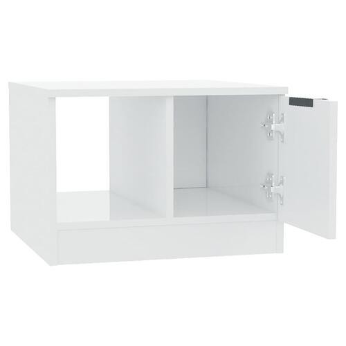 Sofabord 50x50x36 cm konstrueret træ hvid højglans