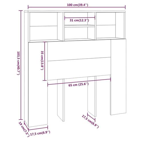 Sengegavl med opbevaring 100x19x103,5 cm hvid