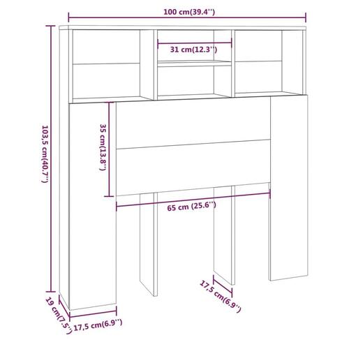 Sengegavl med opbevaring 100x19x103,5 cm sonoma-eg