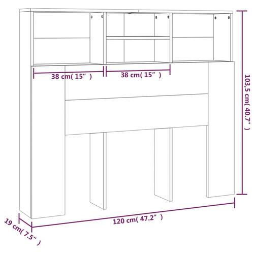 Sengegavl med opbevaring 120x19x103,5 cm hvid