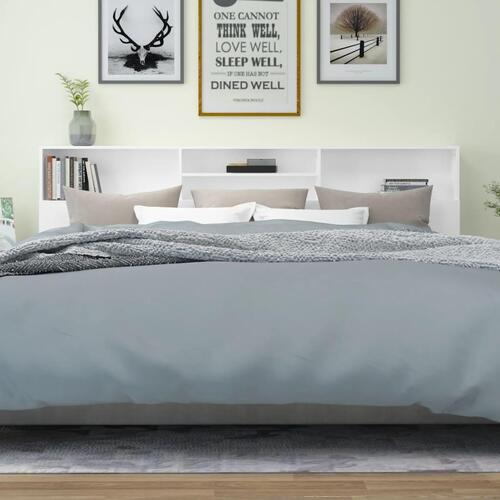 Sengegavl med opbevaring 220x19x103,5 cm hvid