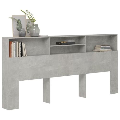 Sengegavl med opbevaring 220x19x103,5 cm betongrå