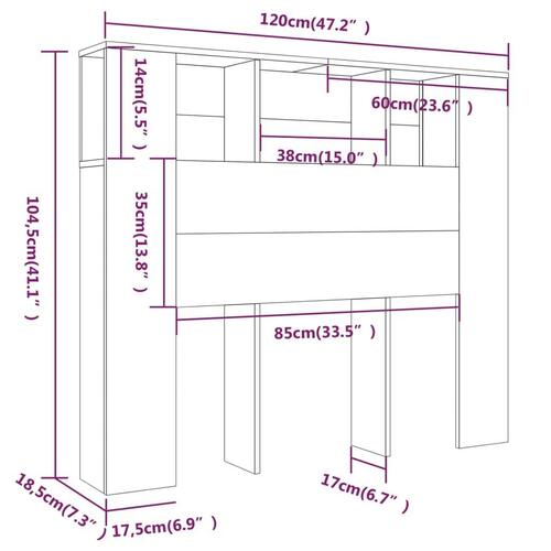 Sengegavl med opbevaring 120x18,5x102,5 cm sonoma-eg