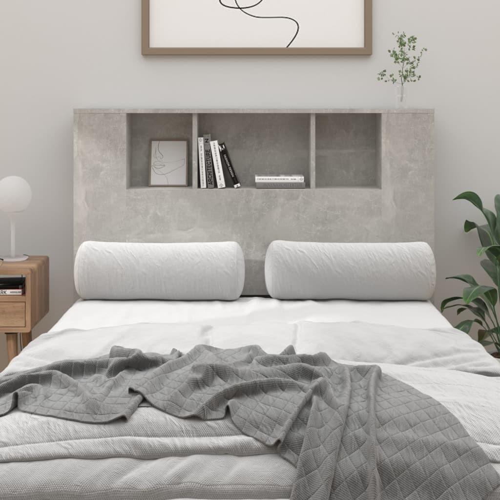 Sengegavl med opbevaring 120x18,5x102,5 cm betongrå