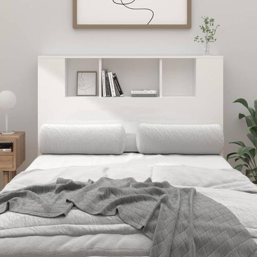 Sengegavl med opbevaring 120x18,5x102,5 cm hvid højglans