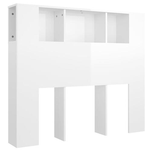 Sengegavl med opbevaring 120x18,5x102,5 cm hvid højglans