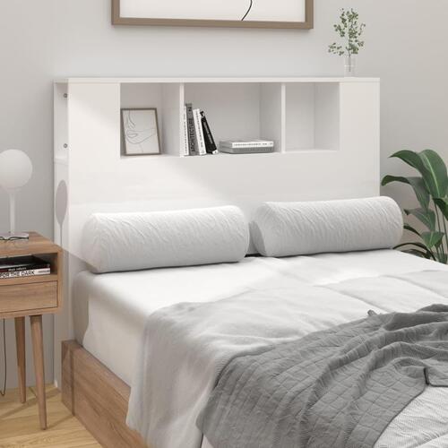 Sengegavl med opbevaring 120x18,5x102,5 cm hvid højglans