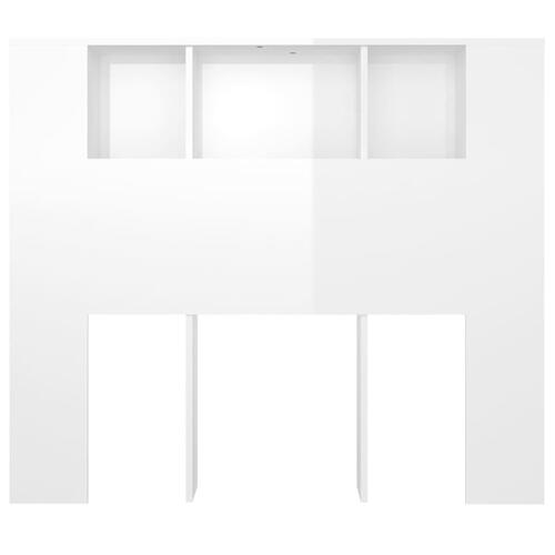 Sengegavl med opbevaring 120x18,5x102,5 cm hvid højglans