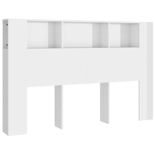 Sengegavl med opbevaring 160x18,5x104,5 cm hvid højglans