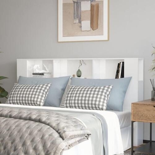 Sengegavl med opbevaring 180x18,5x104,5 cm hvid højglans