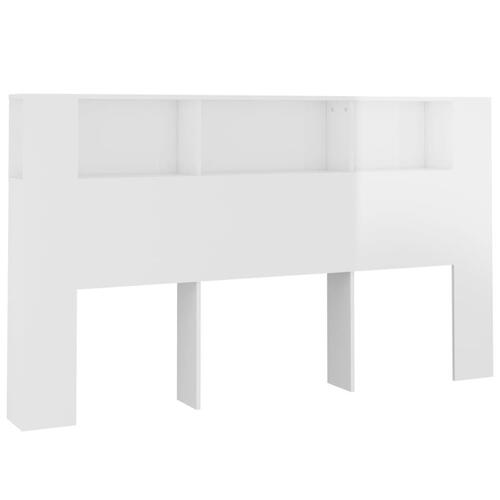 Sengegavl med opbevaring 180x18,5x104,5 cm hvid højglans