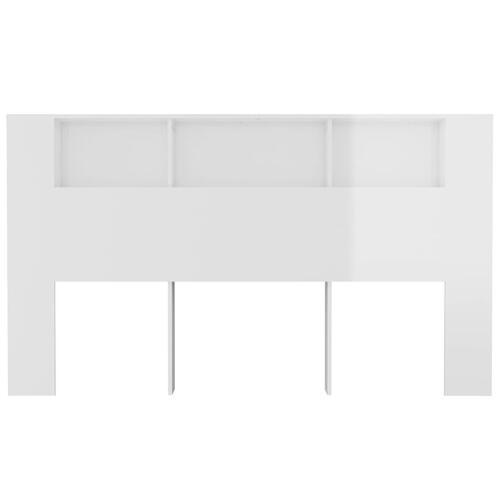 Sengegavl med opbevaring 180x18,5x104,5 cm hvid højglans