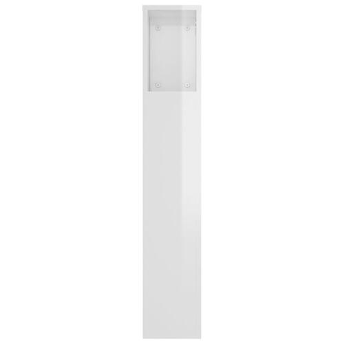 Sengegavl med opbevaring 180x18,5x104,5 cm hvid højglans