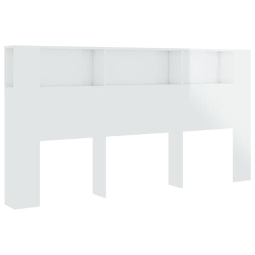 Sengegavl med opbevaring 200x18,5x104,5 cm hvid højglans