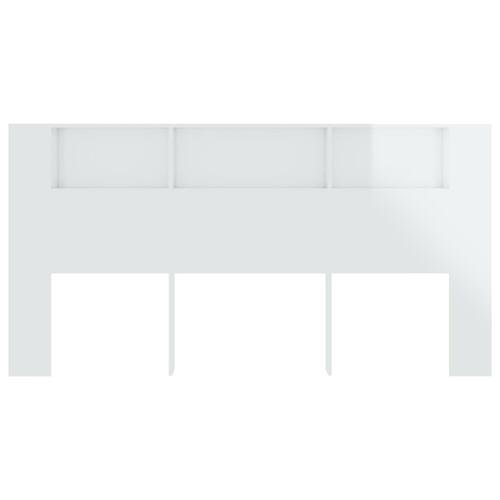 Sengegavl med opbevaring 200x18,5x104,5 cm hvid højglans