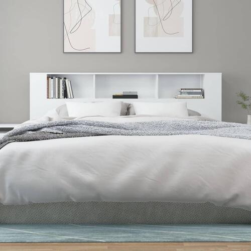 Sengegavl med opbevaring 200x18,5x104,5 cm hvid højglans