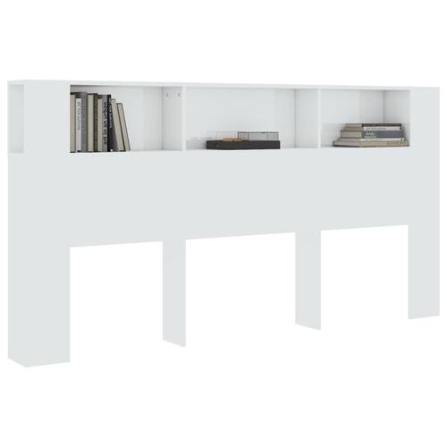 Sengegavl med opbevaring 200x18,5x104,5 cm hvid højglans