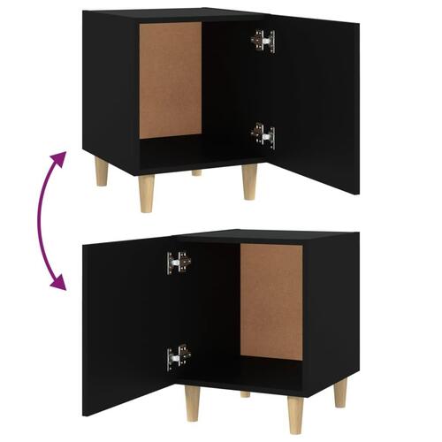Sengebord konstrueret træ sort