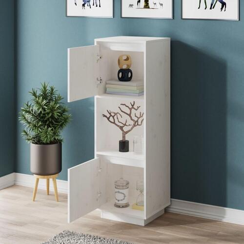 Højskab 38x35x117 cm massivt fyrretræ hvid