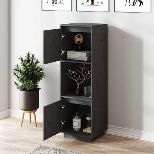 Højskab 38x35x117 cm massivt fyrretræ grå