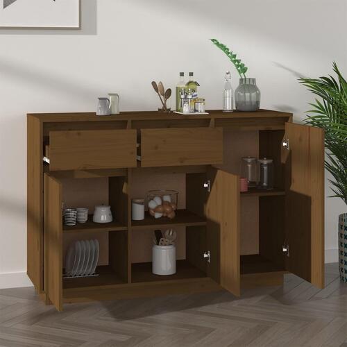 Skænk 110x34x75 cm massivt fyrretræ gyldenbrun