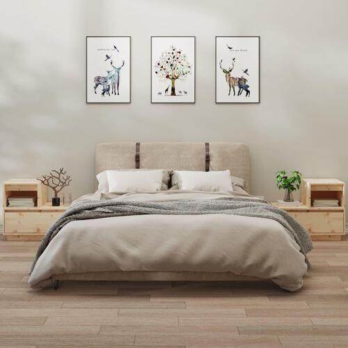 Sengeborde 2 stk. 60x34x51 cm massivt fyrretræ