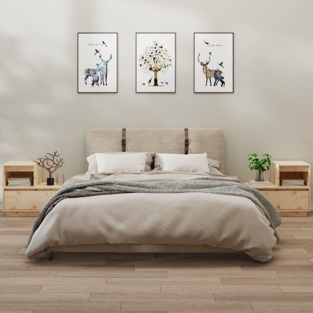 Sengeborde 2 stk. 60x34x51 cm massivt fyrretræ