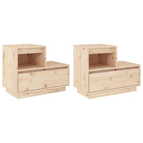 Sengeborde 2 stk. 60x34x51 cm massivt fyrretræ