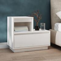 Sengebord 60x34x51 cm massivt fyrretræ hvid