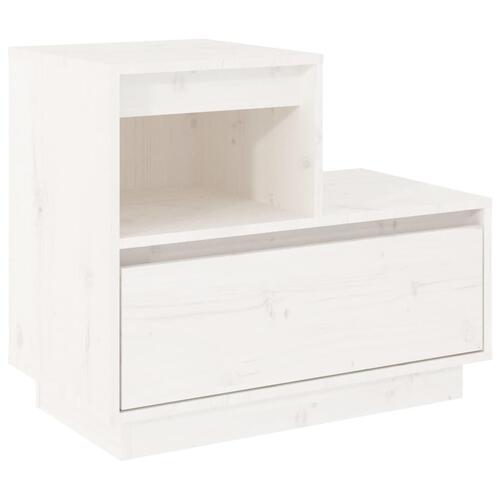 Sengebord 60x34x51 cm massivt fyrretræ hvid