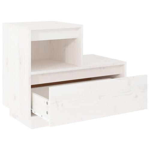 Sengebord 60x34x51 cm massivt fyrretræ hvid