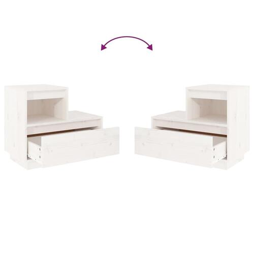Sengebord 60x34x51 cm massivt fyrretræ hvid